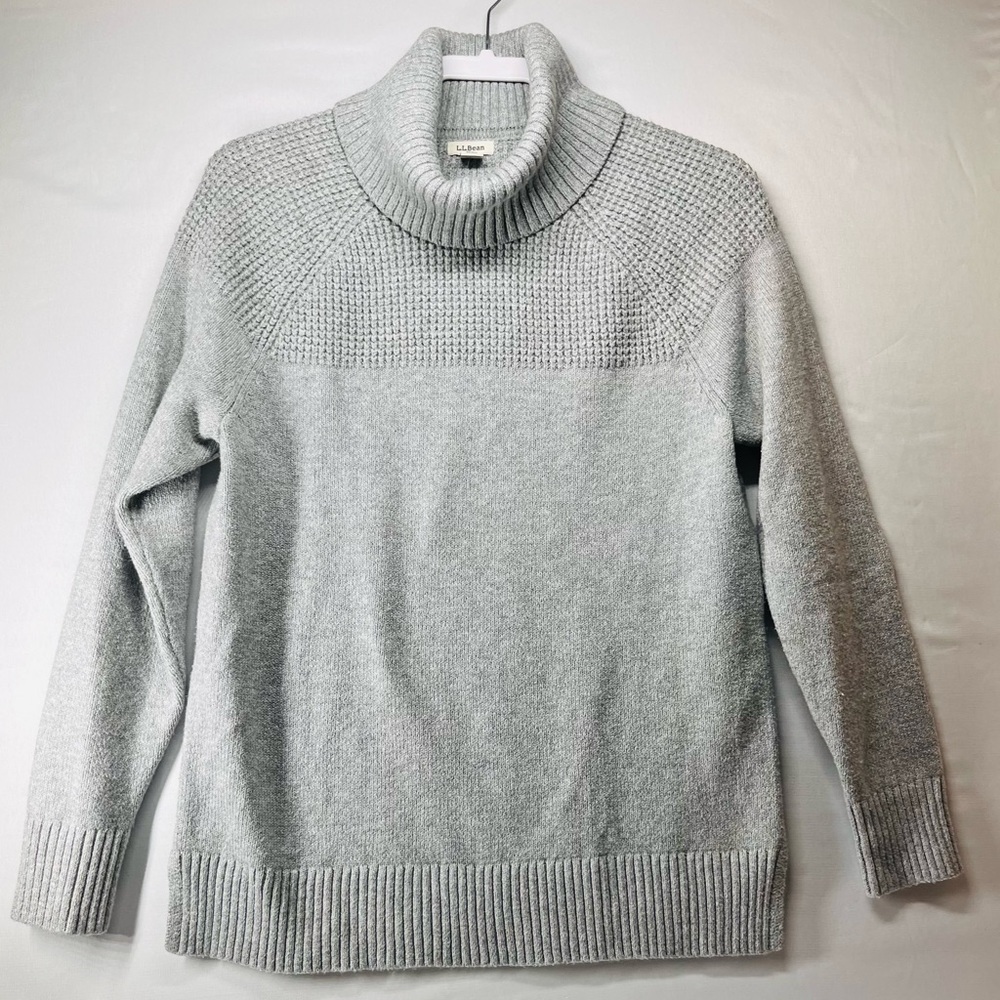L.L. Bean Light Gray Ribbed Turtleneck